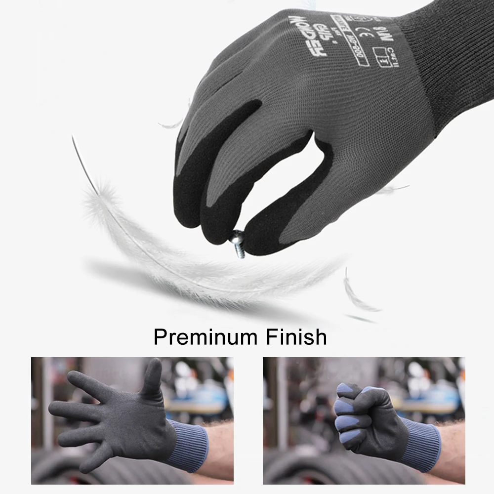 Wonder Grip садовые защитные перчатки нейлоновые с нитриловым песчаным покрытием рабочие перчатки устойчивые к истиранию универсальные рабочие перчатки
