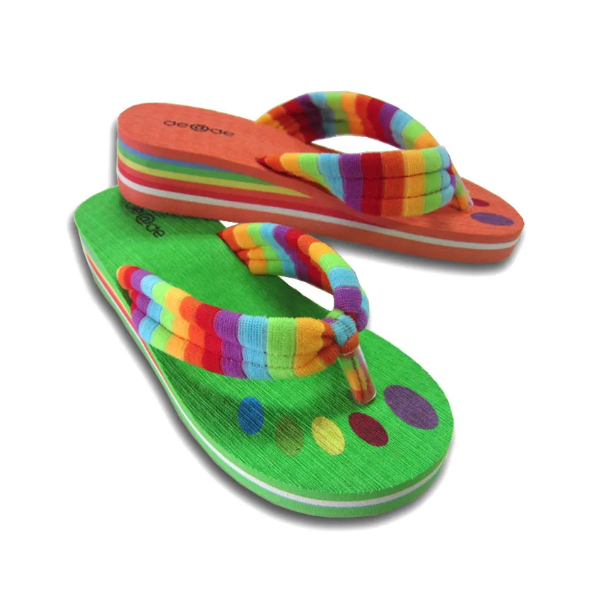 ladies rainbow flip flops