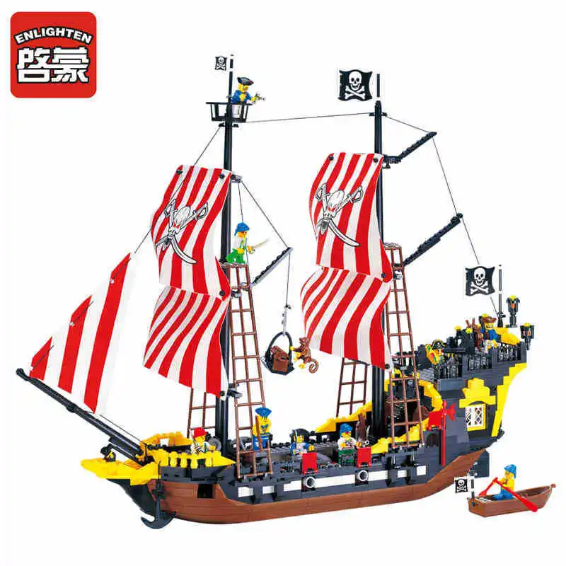 

Plastic Building Block Small Grain Spelling Insert Model Boy Gift Children Alpinia Toys Pirate Series Black Pearl 308 896pcs