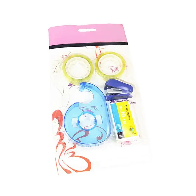 

Correction Tape Roller and Mini Stapler with Staples with Blister Packaged Transparent Tape Set school office stationery
