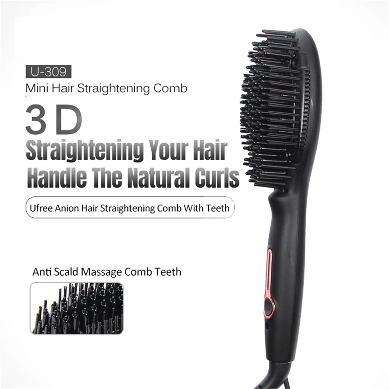 

Professional Steam Hair Straightener Brush Mini Negative Air Ions Hair Comb Tourmaline Nano Ceramic Electric Hair Straight Bru