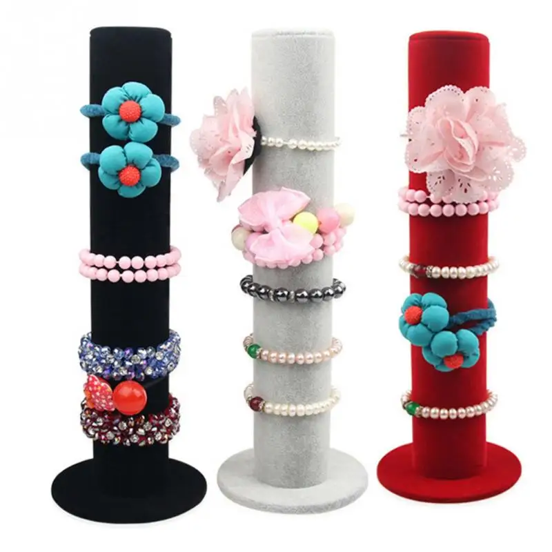 

HOT Bracelet/Hair accessory Velvet Display Storage Long Column Jewelry Display Organizer Stand Holder Cylinder