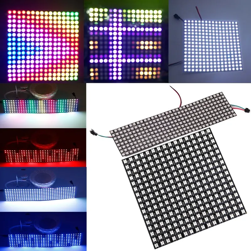 8x32 см 16x16 см WS2812B 256 Пиксели цифровой 5050 RGB Мечта Цвет запрограммирован светодио дный модуль газа DC5V