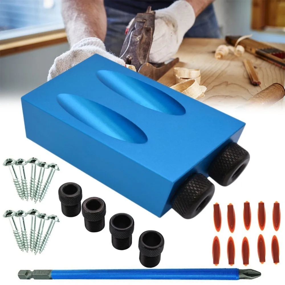 

Pocket Hole Jig Kit 6/8/10mm With PH2 Screwdrivers Drive Adapter for Woodworking Angle Drilling Holes Guide Dowel Jig Wood Tools