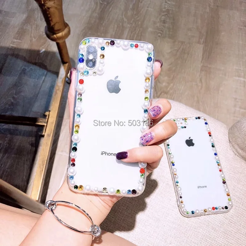 Чехол для телефона iPhone 11 Pro X XS Max XR 6 6s 7 8 Plus 5 5s SE 4 4s жемчужный чехол со стразами