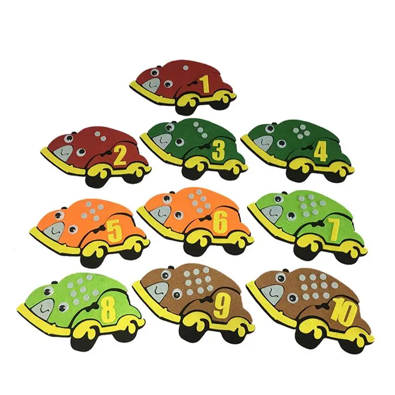 

1 Set Kids Non-Woven Educational DIY Felt Handmade Mathematics Cars And Numbers Arrangement Toys Teaching Equipment