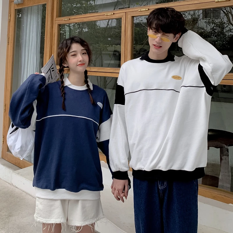 Tanie 2019 wiosna i lato nowa gorąca koreańska wersja uczeń mody para trendy na co dzień proste szwy sweter Harajuku