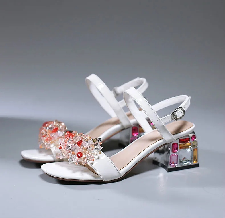 Sandalias Picture De Zapatos Picture Tacones Estilo Dulce Correa Flor Bajos As Hebilla Las as Mujeres Cristal Mujer Lleno TXrBTwqd