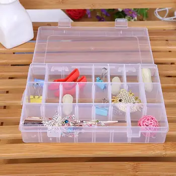 

24 Compartments Plastic Storage Box Plastic Jewelry Display Case Organizer Holder Container For Rhinestone Beads Earrings