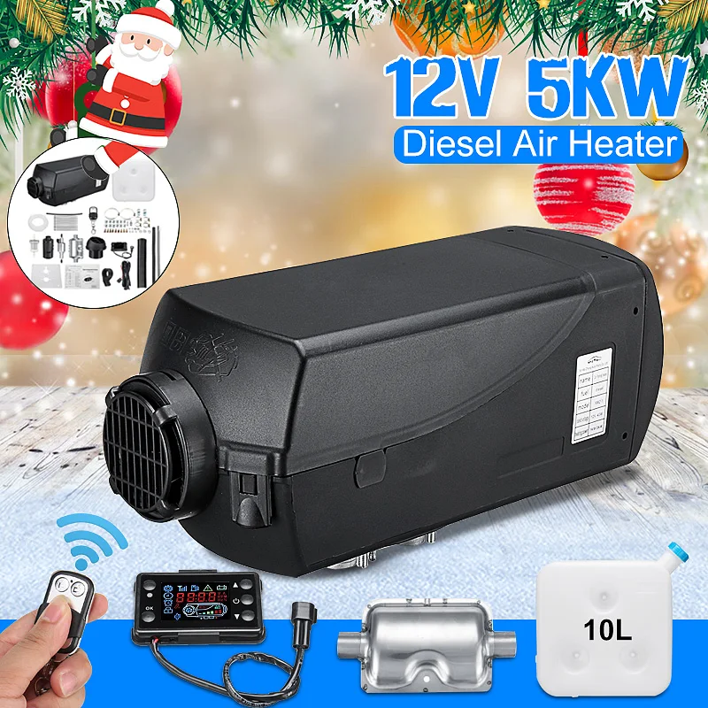

5KW 12V Air Diesels Heater Parking Heater With Remote Riscaldatore LCD Monitor Silencer 10L Tank For Trucks Boats Bus Car Heater
