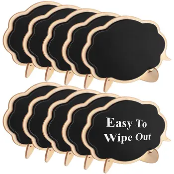 

PPYY NEW -Mini Thicker Black Chalkboards Signs Easy to Wipe Out,10 PCS Wood Small Messag Board Signs Place Cards for Weddings,