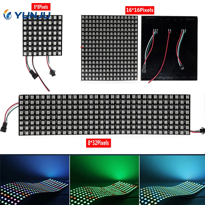 Полноцветный дисплей 5050 RGB WS2812 DC5V 8*8/16*16/8*32 64 256 светодиодов Гибкая панель