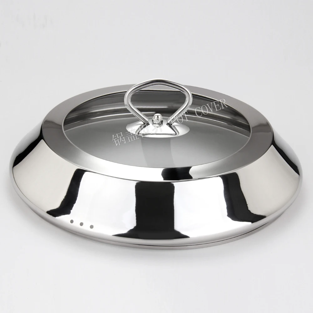 

Stainless steel general transparent glass flat bottom frying pan lid household vertical oil proofing skillet wok pot cover