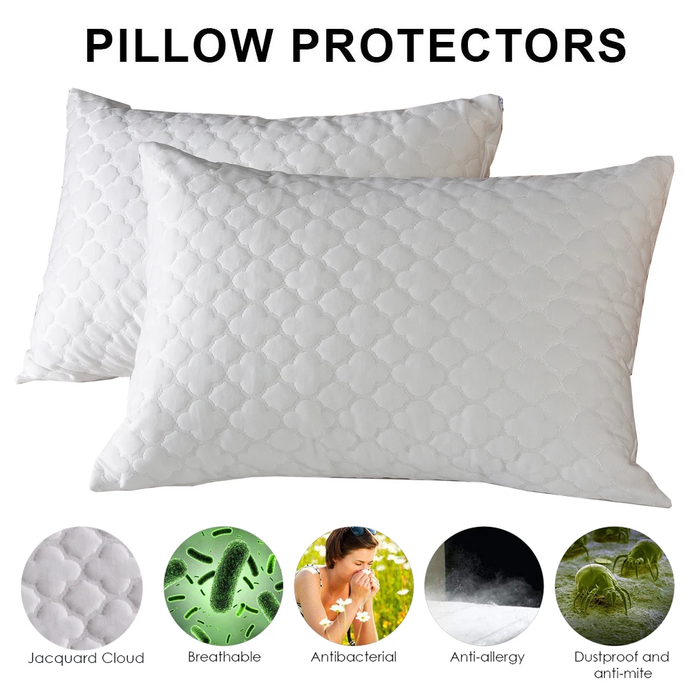 

LFH 50X70CM Jacuquard Clould Waterproof Pillow Protector Dust Mite Bed Bug Resistant Zippered Pillow Covers For Bedding Pillow
