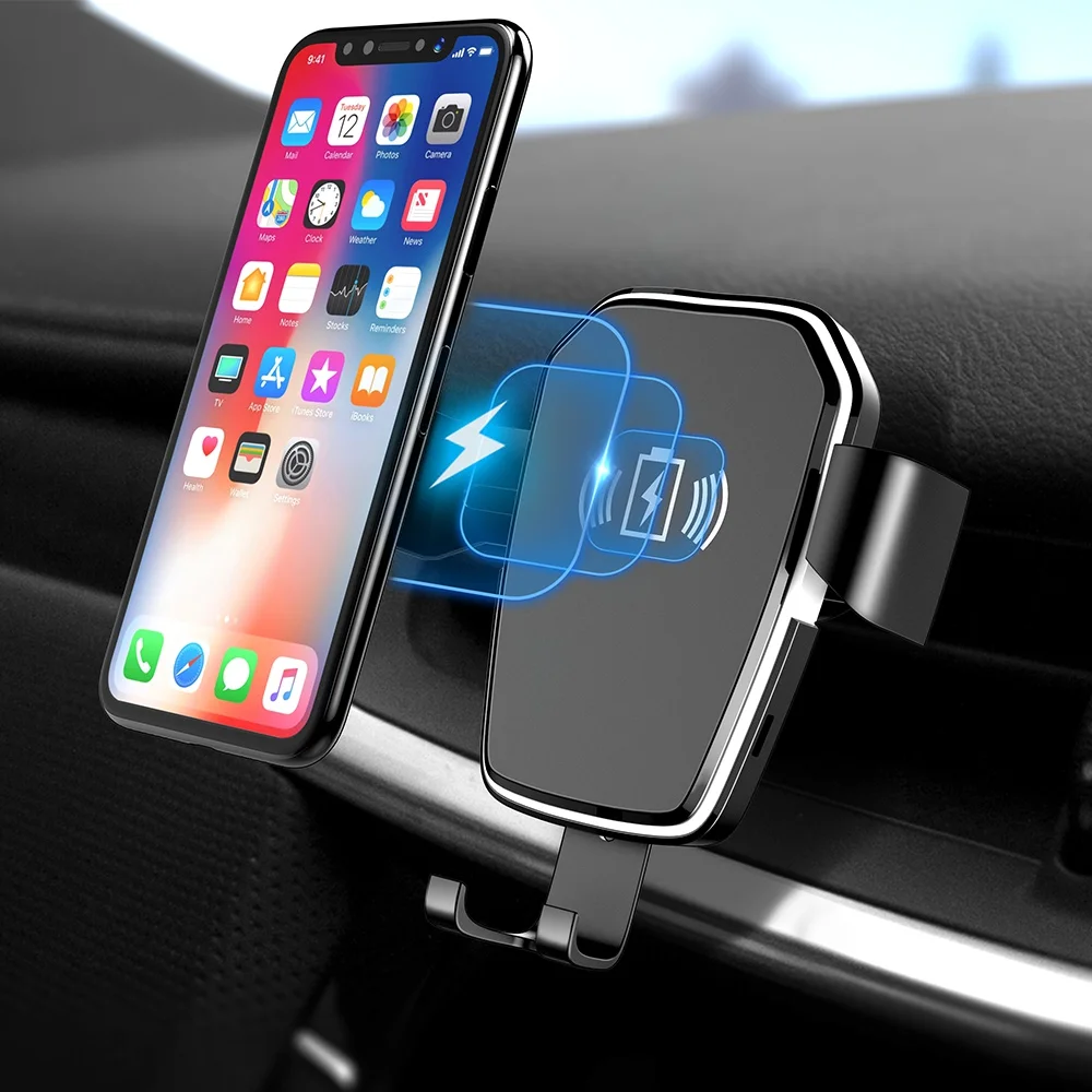 CASEIER Qi Wireless Car Charger For iPhone 8 X XR XS Max Fast Charging For Samsung S9 S10 Car Mobile Phone Holder Stand CASEIER Qi Wireless Car Charger For iPhone 8 X XR XS Max Fast Charging For Samsung S9 S10 Car Mobile Phone Holder Stand