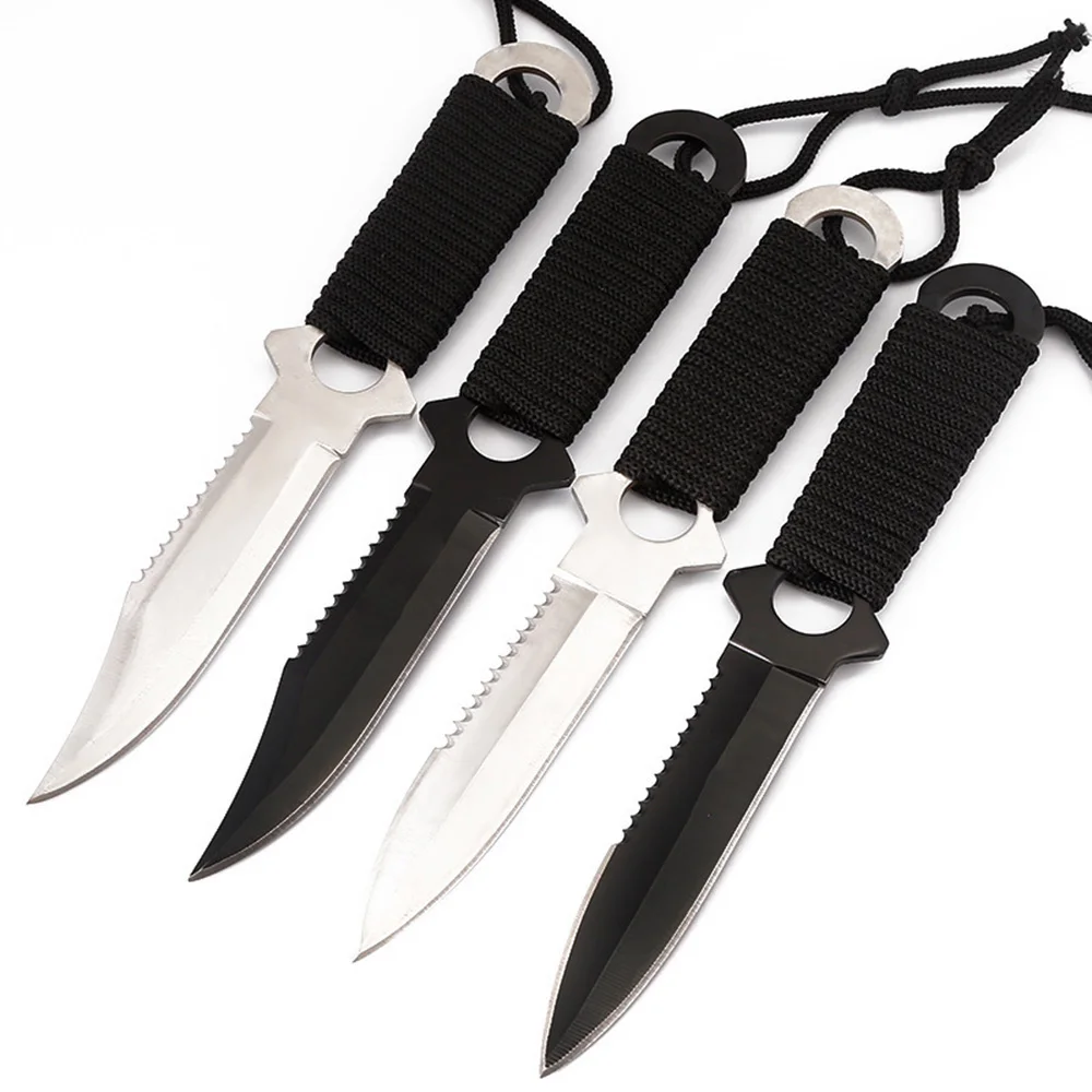 OWL OD049 4pcs Stainless Steel Fixed Blade Knife with Bag throwing knife zombie kille tactical knife Pocket knifer Free shipping