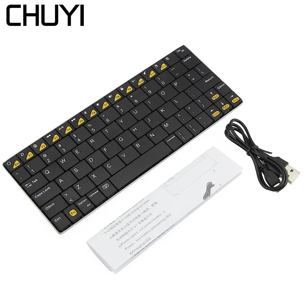 CHUYI Bluetooth 3.0 Keyboard Ergonomic Wireless Computer Portable Ultra