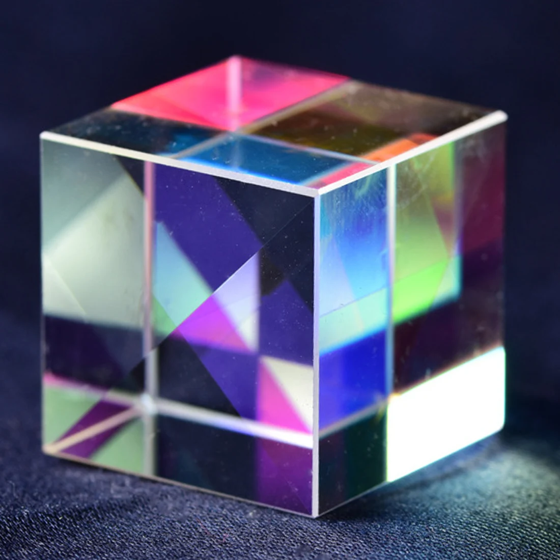 

K9 Cube Prism Defective Cross Dichroic Mirror Combiner Splitter Decor Transparent Module Optical Glass Toy 18*18mm