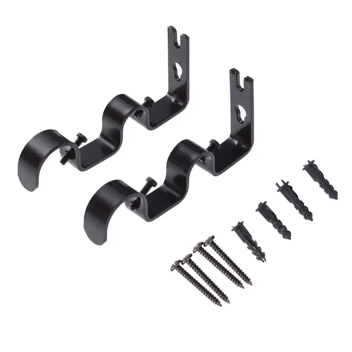 2pcs Curtain Rod Brackets Drapery Pole Adjule Double 2pcs Curtain Rod Brackets Drapery Pole