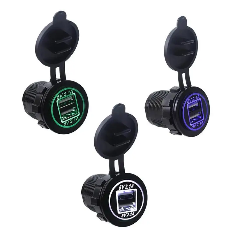 

Auto Motorcycle Caravan Universal Car Charger DC12V-24V 2.1A Dual USB Charger Fast Charging 2 Port Power Adapter