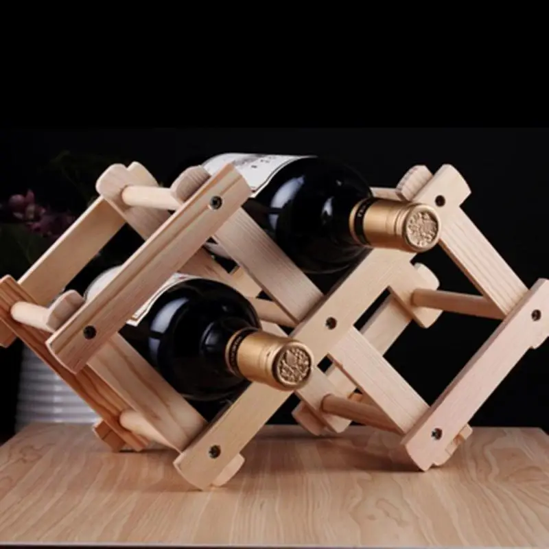 Классическая деревянная складная Винная стойка с 3 бутылками, винный стеллаж, органайзер, кухонная барная стойка, Винная стойка, витрина, полка