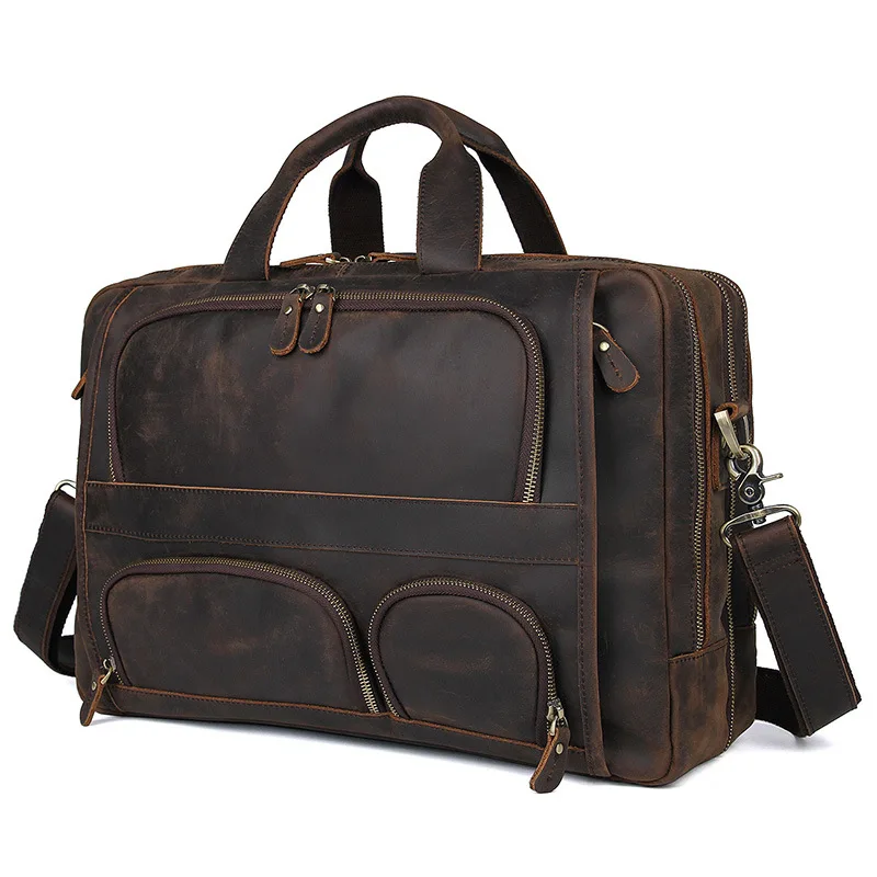 

New Men Briefcase Genuine Leather Bag First layer Cowhide Men Handbag Large Capacity 15~17 inch Laptop Briefcases Shoulder Bags
