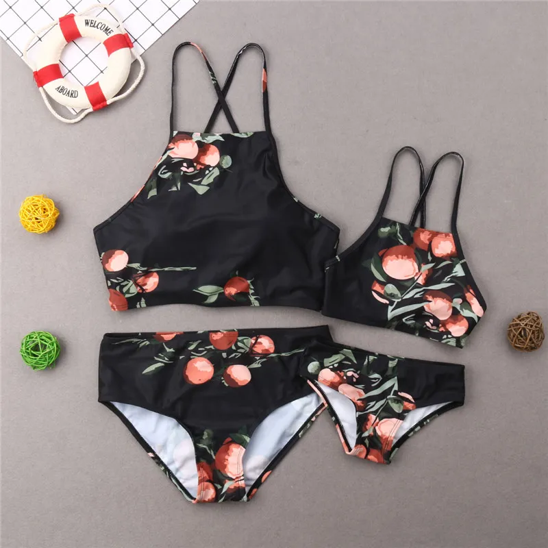

Hot Mother Daughter Family Matching Printed Swimwear Women Girls High Waist Bikini Sets Swimsuit Bathing Suit Beachwear