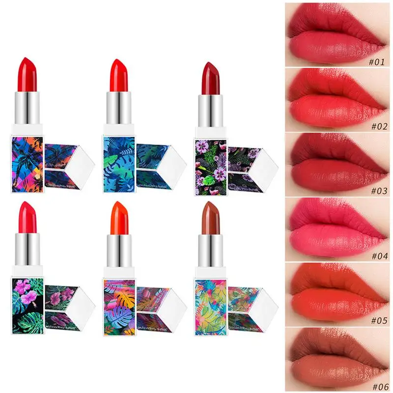 

Satin And Matte Lipstick Waterproof Long Lasting Rainforest 6 Colors Makeup Lipstick Cosmetic For Women And Girl For Colorina