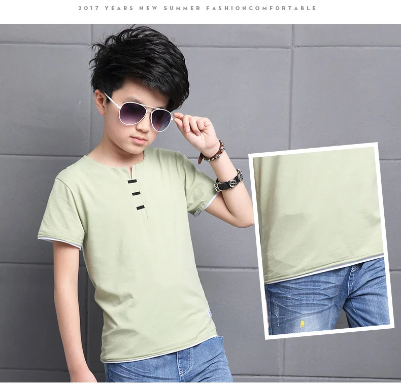 Boy Summer T-shirt Formal Children Fashion England Style Tops 4 5 6 7 8 9 11 12 13 14 Years Kids Clothes Boys Tops