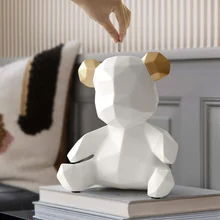 Alcancía de oso de peluche para niños, caja de almacenamiento de dinero para bodas, soporte de monedas, hucha de juguete