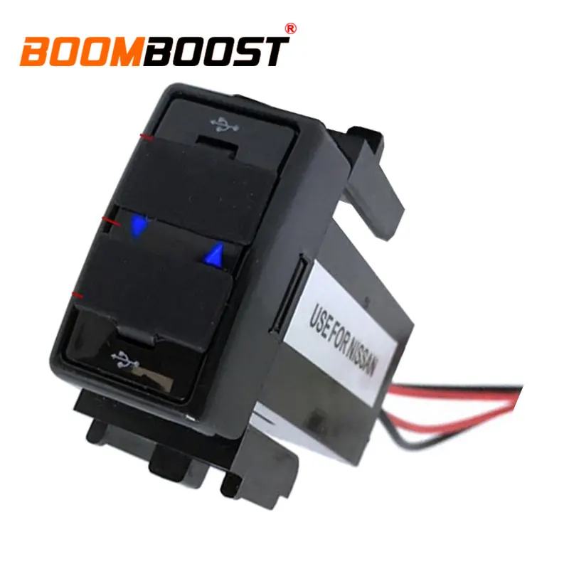 

12V 2.1A ABS Dual USB Car Charger Socket Dashboard Phone Charger Interface Socket Car Charger Use for NISSAN