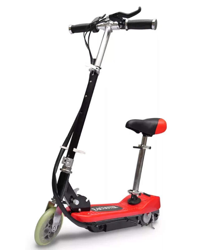 

VidaXL Rechargeable Mini Red Electric Scooter With Saddle For Ages 6 And Up 120W 12km/H Max 50kg Load Electric Scooter Kids Gift