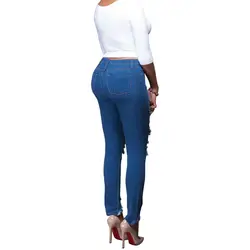 2019 Новый Для женщин Высокая талия карандаш отверстие джинсы летние открытые длинные джинсовые штаны повседневные узкие брюки