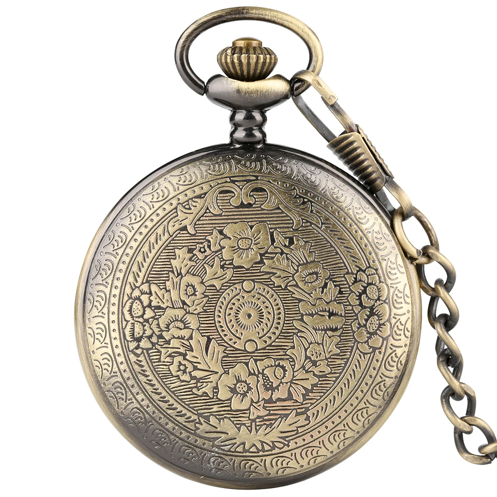 Bronze Quartz To My Son Pocket Watch Vintage Arab Roman Digital Double Scale Dial Pendant Chain 3