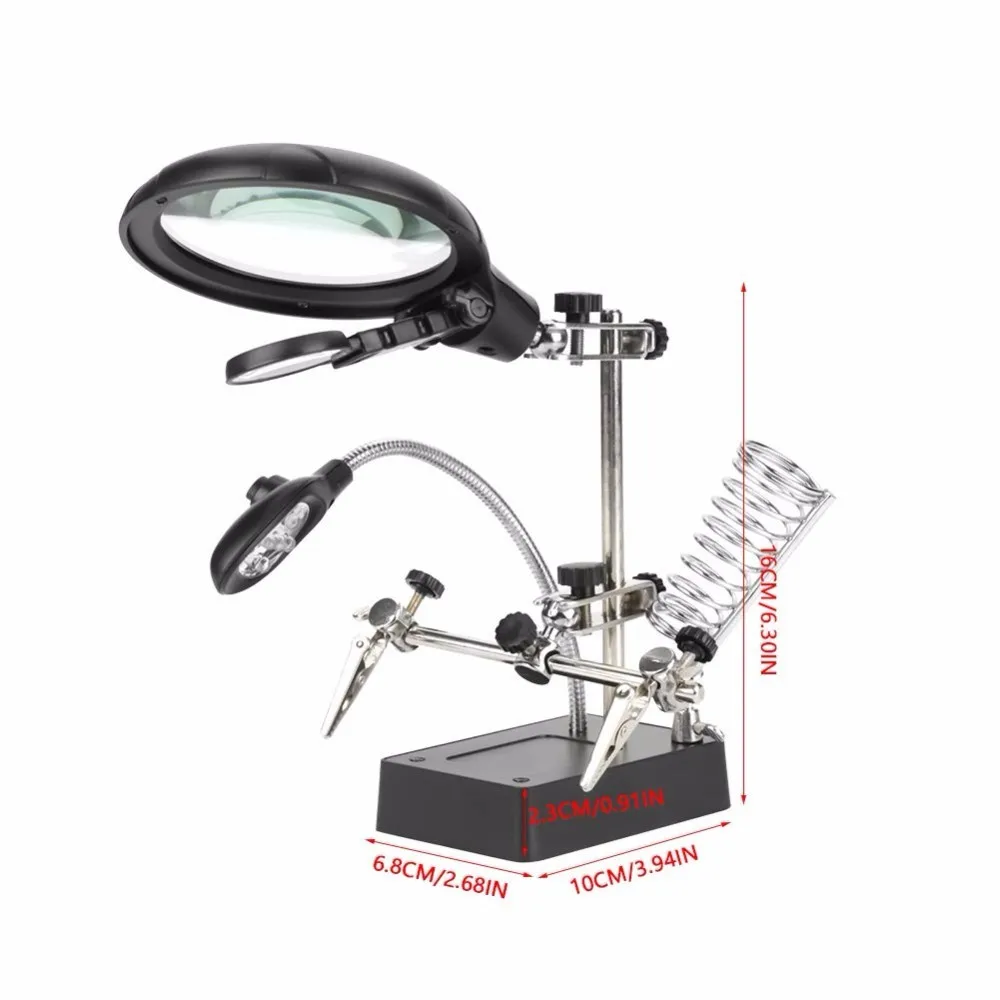 Светодиодный светильник лупа для рук станция увеличительное стекло паяльник подставка держатель с зажимом и зажимами