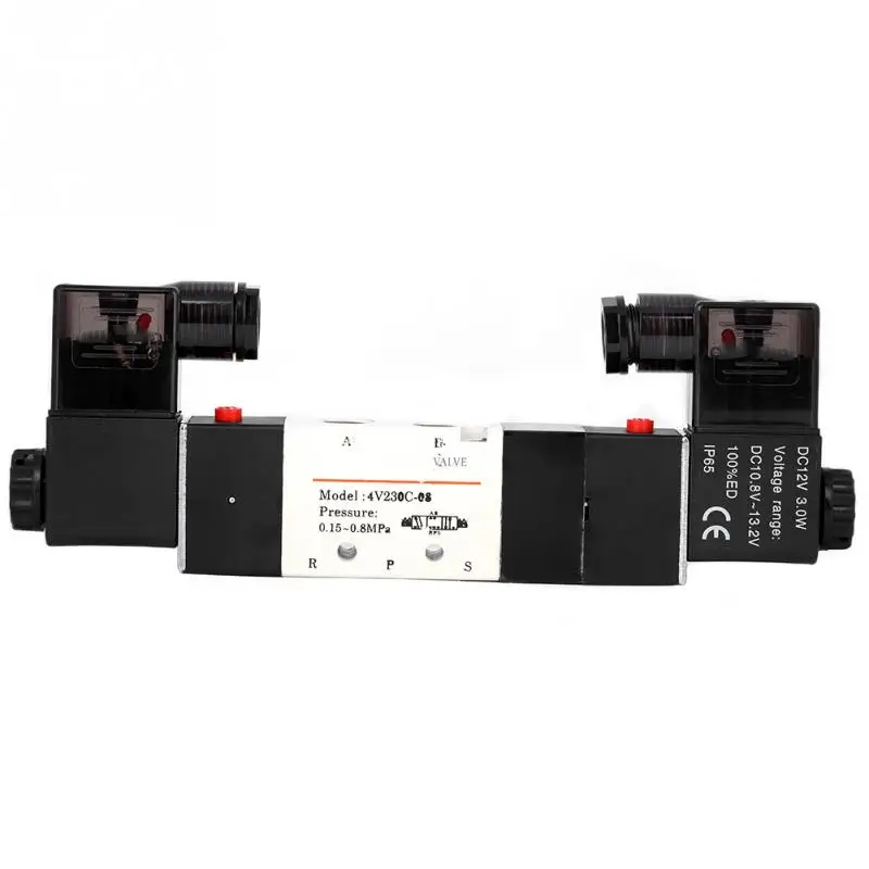 Горячий Bsp 1/4 нормально 3 положения 5 способ Пневматический электромагнитный клапан 0. 15-0. 8 МПа 4v230-08c Dc 12 В