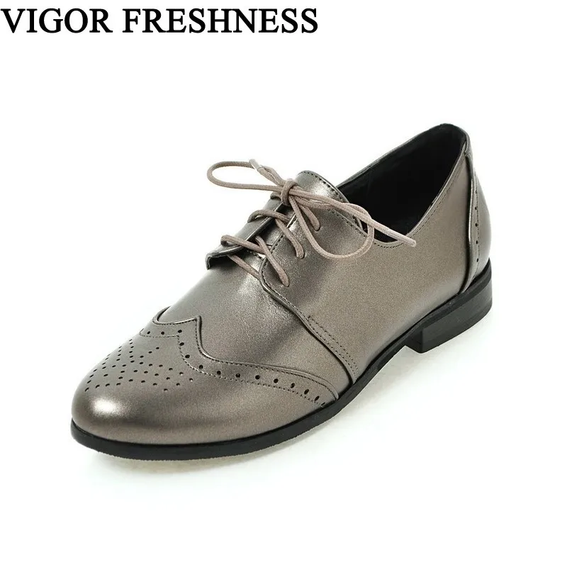 

VIGOR FRESHNESS Woman Shoes Spring Pumps Brogue Shoes Low Heels Women Autumn Pumps Plus Sizes 48 49 50 Casual Ladies Shoes MY166