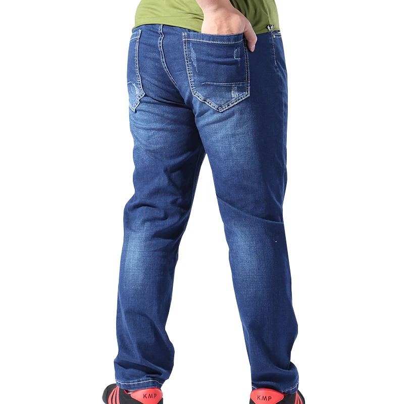 Мужская одежда размера плюс, 8XL, классические джинсы с эластичной талией, мужские повседневные Стрейчевые прямые Свободные мешковатые джинсы, мужские джинсы, 7XL 5XL 6XL