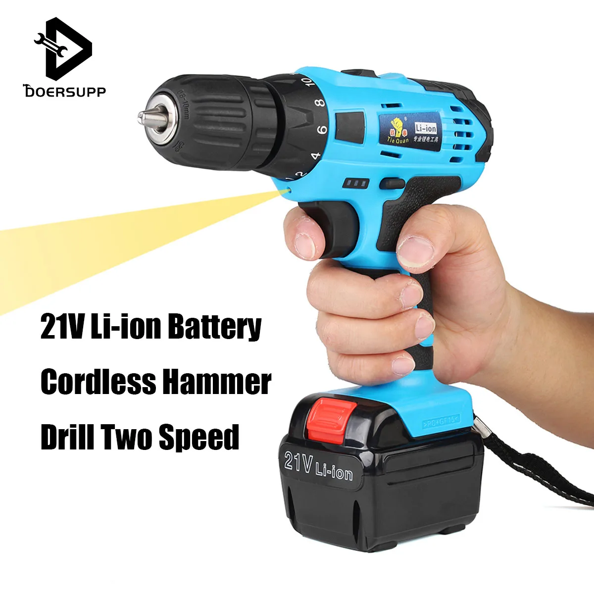 

21V 1.5Ah Li-ion Battery Electric Screwdriver Rechargeable Cordless Drill 3/8 inch Cordless Drill Driver Power Tools Two Speed