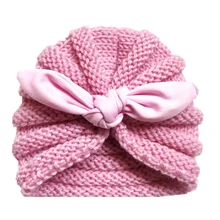 Однотонная Вязаная Шапка-бини для новорожденных мальчиков и девочек, шапка зимняя шапка Милая