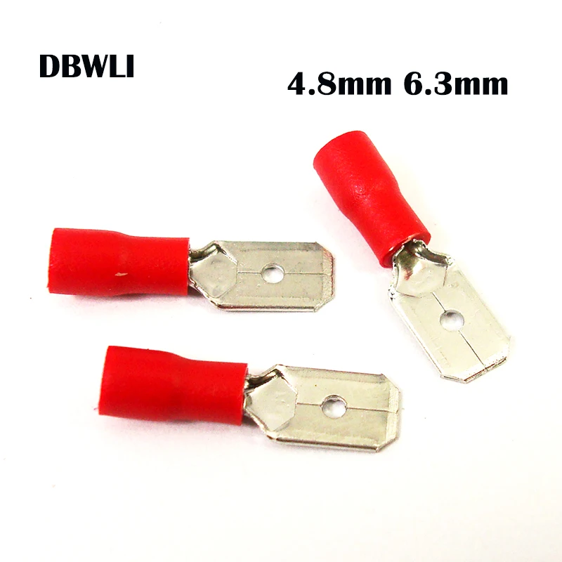 1000 pcs 4.8mm 6.3mm Red MALE INSULATED ELECTRICAL SPADE CONNECTOR