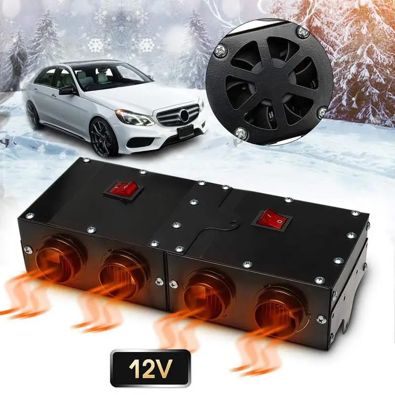 

Professional Car Heater Fast Heating Quickly Defrosts Defogger 12 Volt 150W 300W Adjustable Heater Fan 4-Outlet Metal