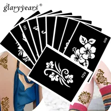 10 шт./компл. для нанесения хны и тату трафарет; цветочный узор; Рисование пастой для боди-арта тату трафарет пикантный товар Водонепроницаемый HN#25