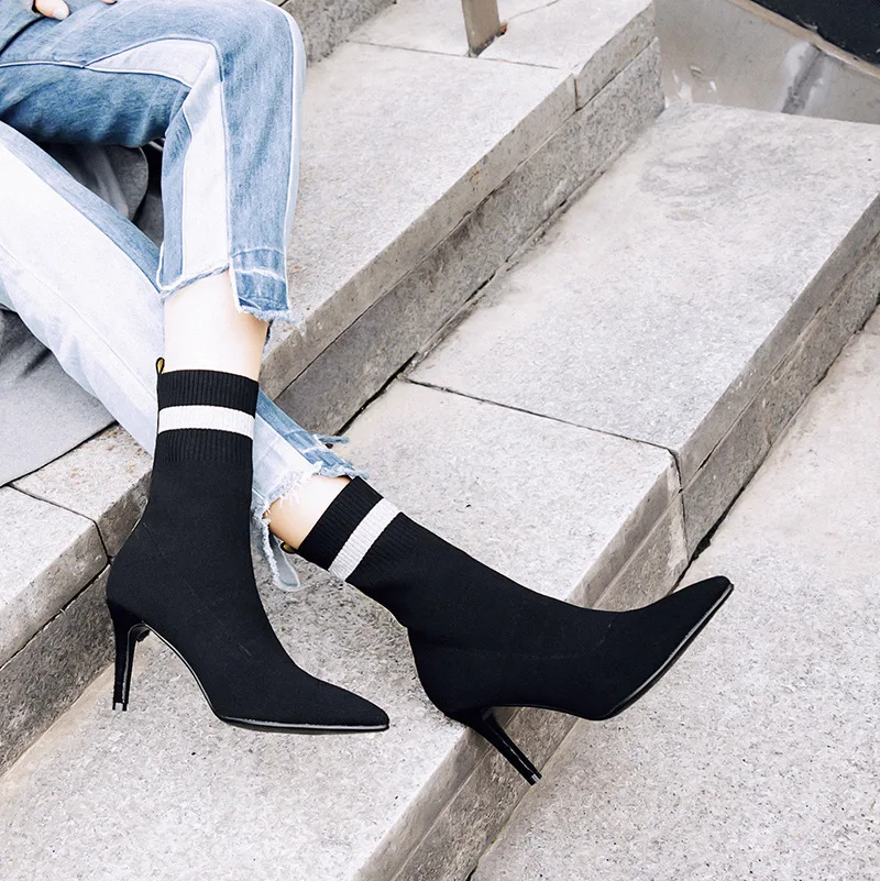 

2018 Autumn Wool Elastic Thin High Short Woman Winter Women Boots