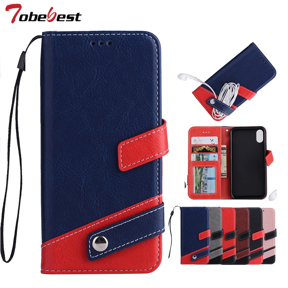 

Luxury Two-tone Leather Phone Case for iPhone X XS Max XR 8Plus Card Slot Holder Wallet Case For iPhone 7 6 6S 8 Plus Flip Cover