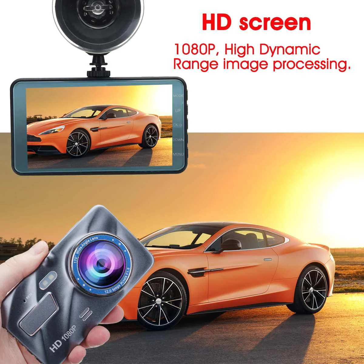 

4 Inch 1080P Car DVR Dash Cam Video Recorder Front + Rear Camera Dual Lens LCD