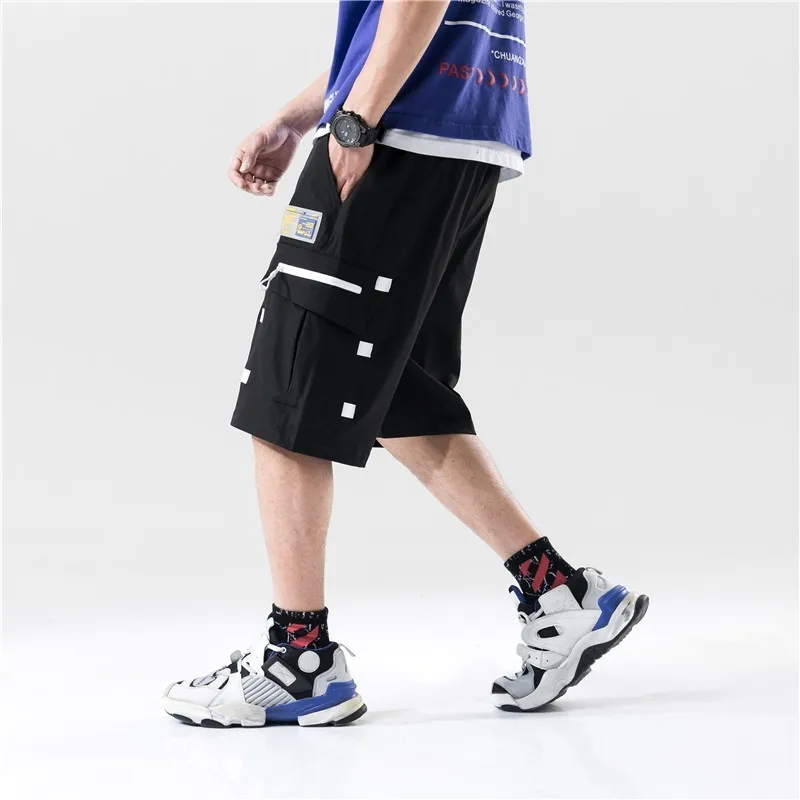 Для мужчин летний Повседневное регулярные свободные штаны для бега карго шорты с несколькими карманами в стиле хип-хоп Для Мужчин Тренировки шнурком шорты в уличном стиле