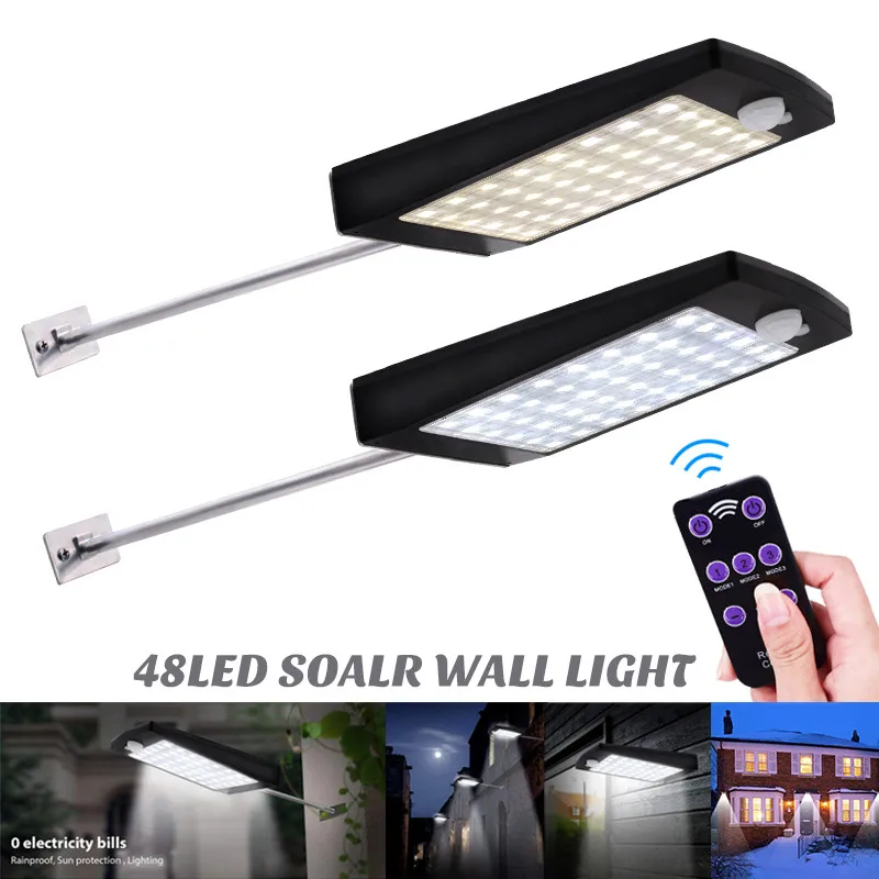 

48 Led Solar Light Mounting Pole optional Outdoor Motion Sensor Detector Lamp Wall Sconces Lighting for Garden Wall Lamps Light