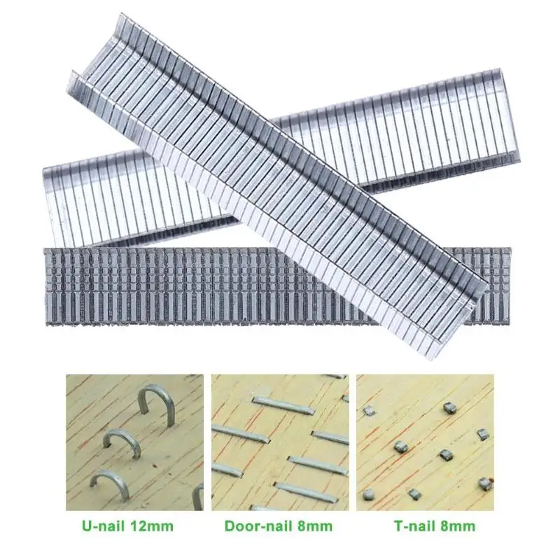 

1000pcs/set Metal T Shape/U Shape/Door Shape Nails for Nail Gun Manual Straight Nail Gun Book Stapler Woodworking Staple Gun