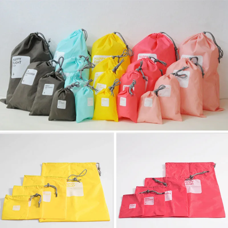 

4Pcs/set Home Storage Bag Waterproof Drawstring Pouch Nylon Dustproof Multifunction Portable Travel Accessories
